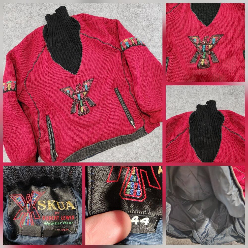 VTG SKUA Robert Lewis Adult XL? Aztec Native American Thunderbird‎ Knit Sweater